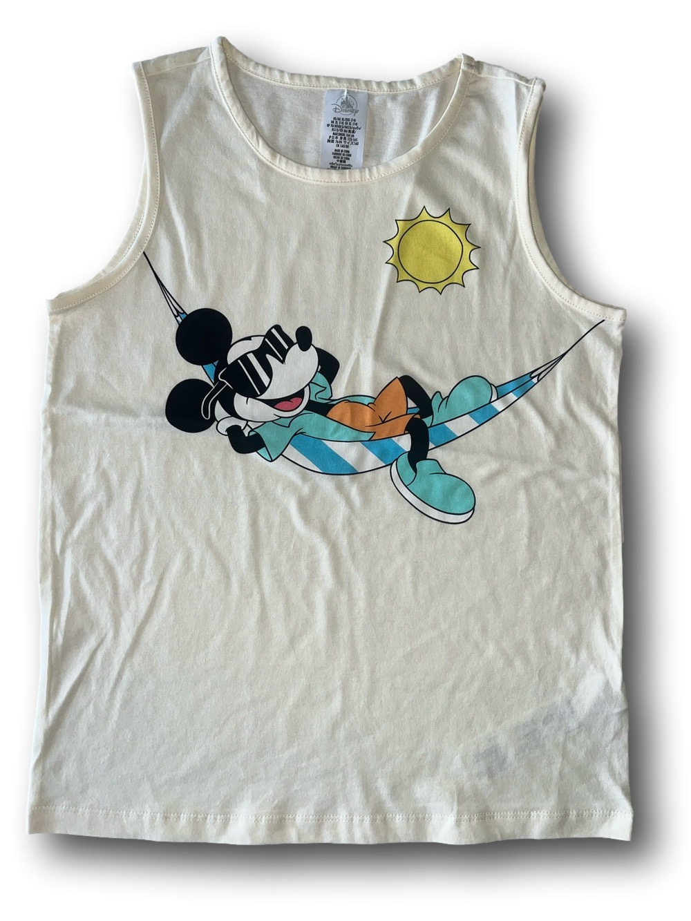 Disney Store Kids Cream Tank Top with Mickey Hammock Graphic
